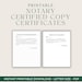 2 Printable Notary Certified Copy Certificates - Notarial Certificates ...