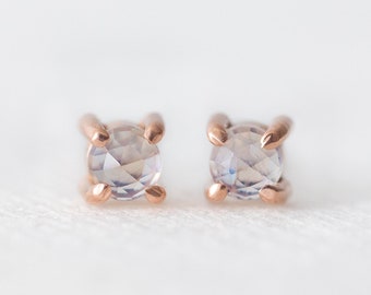 Moonstone Earrings Studs For Women - 14k Gold Filled Stud Earrings - June Birthstone Gift For Her