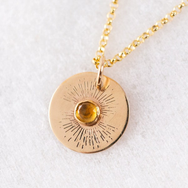 Citrine Necklace, Sun Necklace, November Birthstone Necklace, Citrine Pendant Necklace, Citrine Jewelry, Citrine Gold Necklace, Luxezen