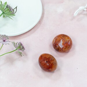 Carnelian palm stone | ethically sourced polished carnelian tumbled stone | carnelian agate galette for sacral chakra