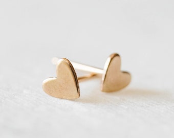 Tiny Heart Stud Earrings, Gold Fill Fat Heart Studs, Heart Jewelry, Heart Earrings, Bridesmaid Gift, Cute Earrings, Anniversary Gift