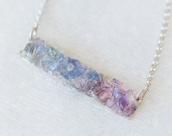 Purple ombre necklace | Raw multi gemstone bar layering necklace | sterling silver, 14k yellow or rose gold fill | raw sapphire necklace