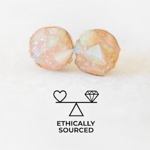 Raw opal earrings, Rough natural opal studs, Raw gemstone studs, October birthstone gift, Opal jewelry