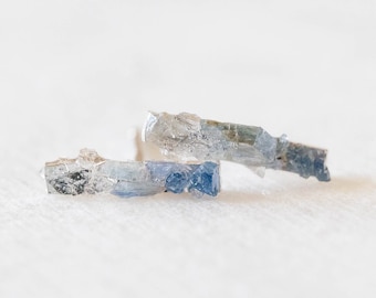 Raw Crystal Earrings, Rough Gemstone Blue Earrings, Ombre Mosaic Earrings, Tiny Crystal Bar Studs, Birthstone Earrings, Bridesmaid Gift