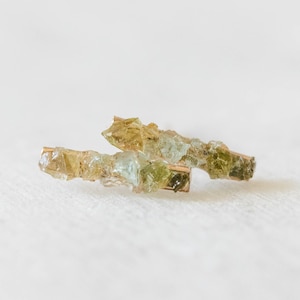 Raw Crystal Green Ombre Earrings, Emerald Earrings, May Birthstone Gift For Her, Bar Stud Earrings, Bridesmaid Gift, Green Tourmaline