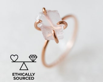 Rose Quartz Ring, Engagement Ring, Raw Rose Quartz Ring, Rose Gold Ring, Promise Ring, Crystal Engagement Ring, Raw Gemstone Ring, Gold