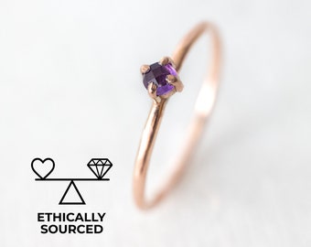 Natural amethyst ring - Minimalist gem jewelry - Dainty promise ring