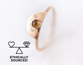 Citrine Ring, Sun Ring, November Birthstone Ring, Gold Filled Ring, Sunrise Ring, Gemstone Ring, Alternative Wedding Ring, Gift for Frien'