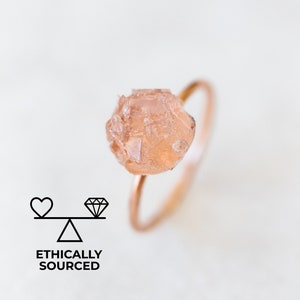 Raw Rose Quartz Ring, Raw Quartz Ring, Rough Gemstone Ring, Raw Stone Ring, Natural Crystal Ring, Minimalist Ring, Ethical Anniversary Gift