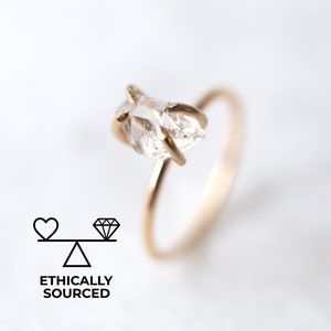 raw herkimer diamond solitaire ring by telostia