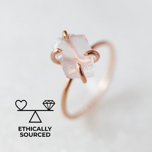 Rose Quartz Ring, Engagement Ring, Raw Rose Quartz Ring, Rose Gold Ring, Promise Ring, Crystal Engagement Ring, Raw Gemstone Ring, Gold