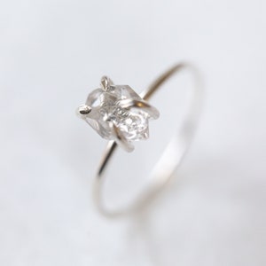 Raw Diamond Ring, Engagement Ring, Alternative Wedding Ring, Herkimer Diamond Ring, Raw Stone Ring, Raw Wedding Ring, Crystal Ring, Luxezen image 2