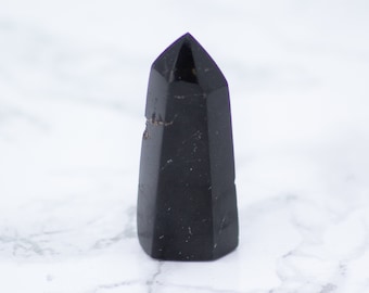 Black Tourmaline Crystal Tower: Ethically Sourced Protector Stone (3-4cm)