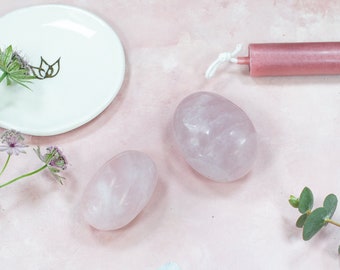 Ethically Sourced Rose Quartz Palm Stone for Love and Self Love - Large Pink Tumbled Stone