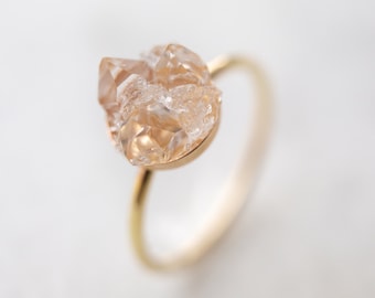 Unique Engagement Ring, Raw Diamond Ring, Promise Ring, Alternative Engagement Ring, Raw Crystal Jewelry, Gemstone Ring,Non Traditional Ring