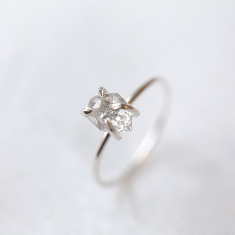 Raw Diamond Ring, Engagement Ring, Alternative Wedding Ring, Herkimer Diamond Ring, Raw Stone Ring, Raw Wedding Ring, Crystal Ring, Luxezen image 2