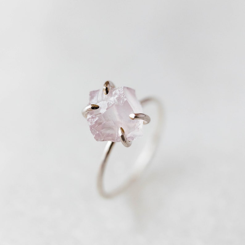 Rose Quartz Ring, Engagement Ring, Raw Rose Quartz Ring, Rose Gold Ring, Promise Ring, Crystal Engagement Ring, Raw Gemstone Ring, Gold image 2