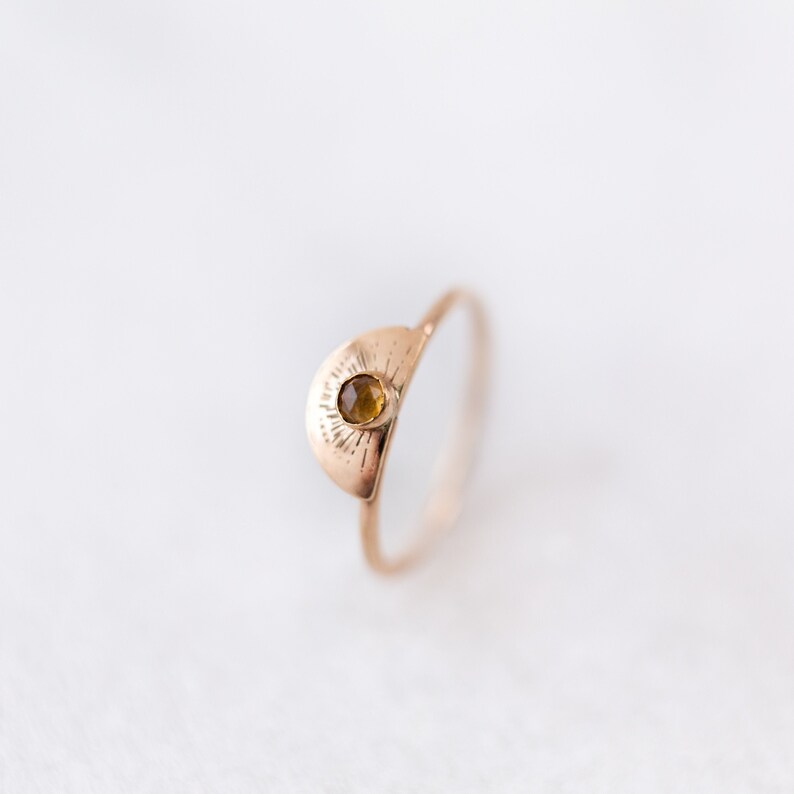 Citrine sun ring | Rising sun citrine stacking gemstone ring | sterling silver, 14k yellow or rose gold fill | November birthstone jewelry 