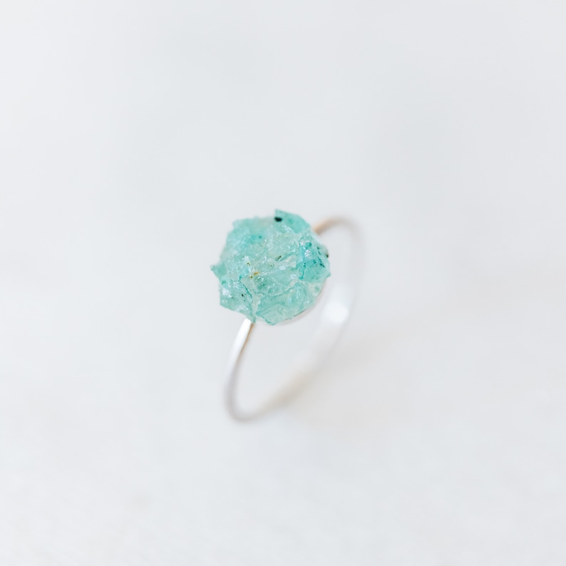 Raw Emerald Ring, Emerald Engagement Ring, Raw Gemstone Ring, Crystal Ring, Raw Stone Ring, Gold Emerald Ring, Bridesmaid Ring, Genuine Ring image 3