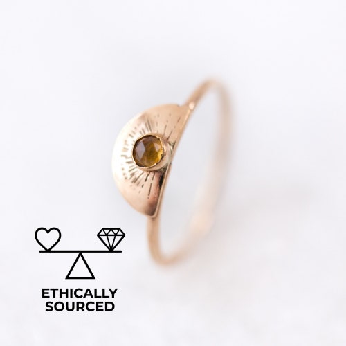 Bague citrine, bague soleil, pierre de naissance de novembre, bague en or rempli, bague lever du soleil, bague avec pierres précieuses, alliance alternative, cadeau pour un ami