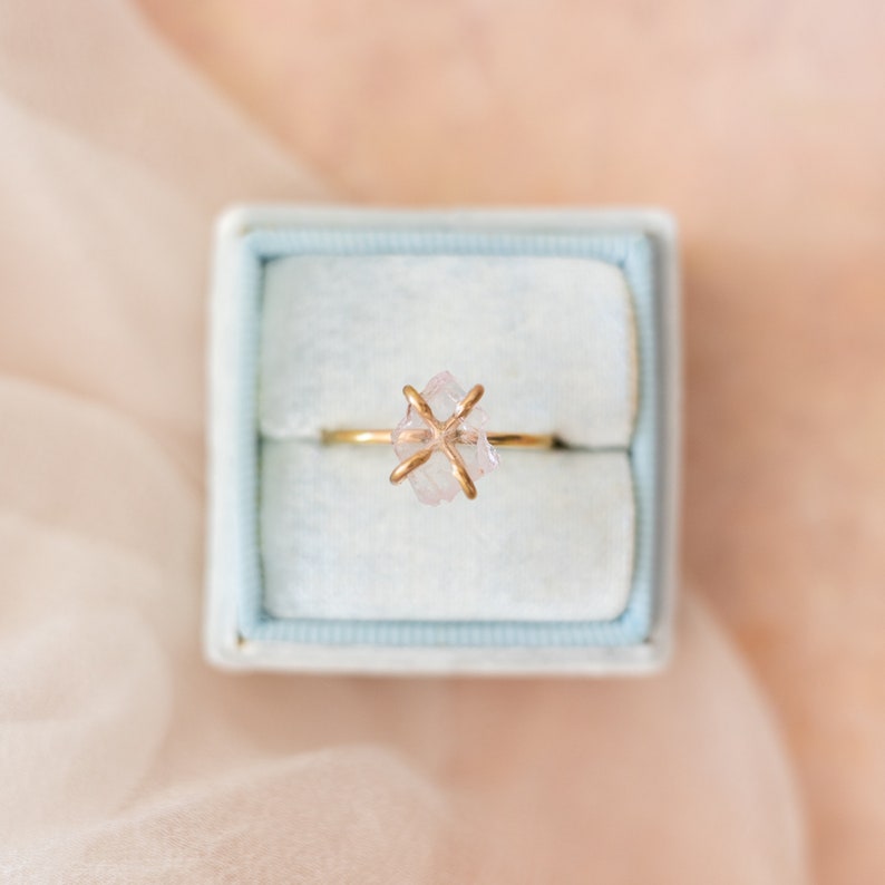 Morganite Ring, Raw Morganite Ring, Morganite Engagement Ring, Promise Ring, Raw Stone Ring, Unique Engagement Ring, Pink Rose Gold Ring image 5