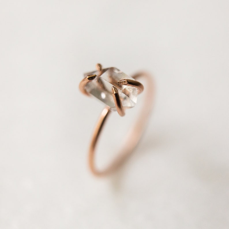 Raw Diamond Ring, Engagement Ring, Alternative Wedding Ring, Herkimer Diamond Ring, Raw Stone Ring, Raw Wedding Ring, Crystal Ring, Luxezen image 3
