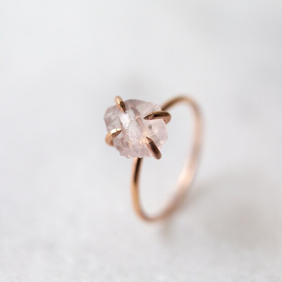 Rose quartz ring Raw rose quartz gemstone solitaire solid | Etsy Rose quartz ring Raw rose quartz gemstone solitaire solid | Etsy