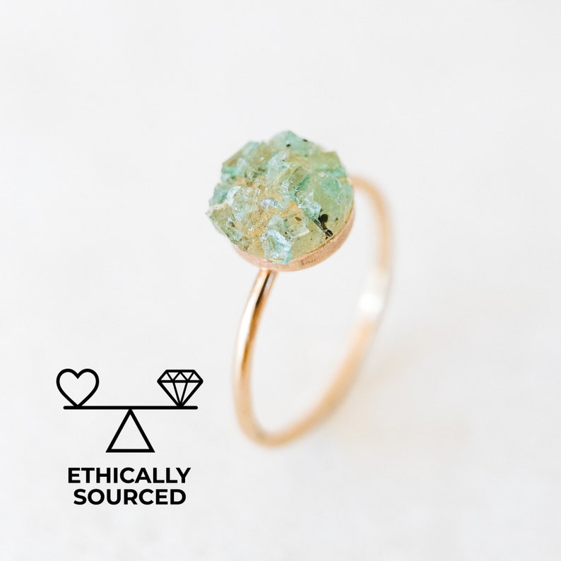 Raw Emerald Ring, Emerald Engagement Ring, Raw Gemstone Ring, Crystal Ring, Raw Stone Ring, Gold Emerald Ring, Bridesmaid Ring, Genuine Ring image 1