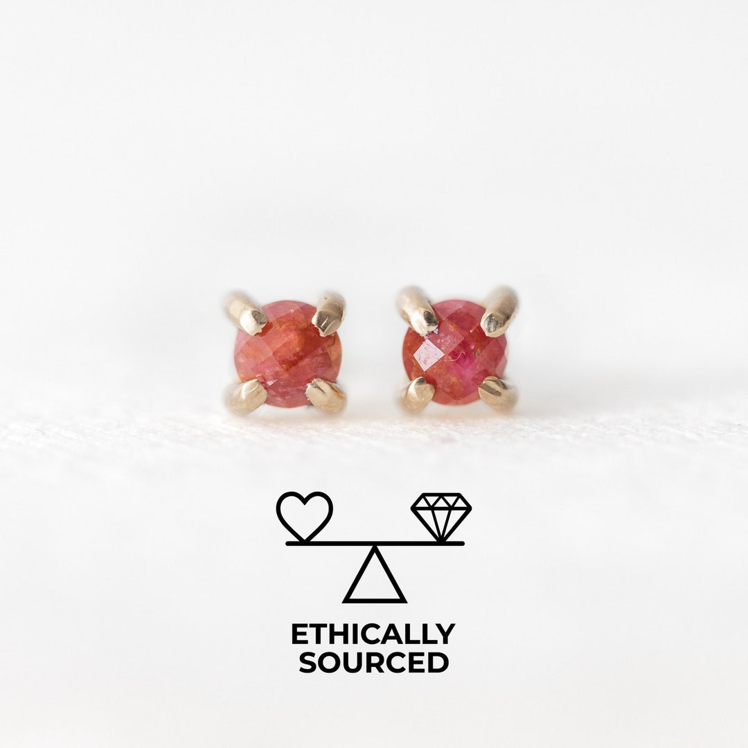 Liberian Ruby Jewelry, Rose Cut Ruby Studs, Ruby Earrings, Anniversary
