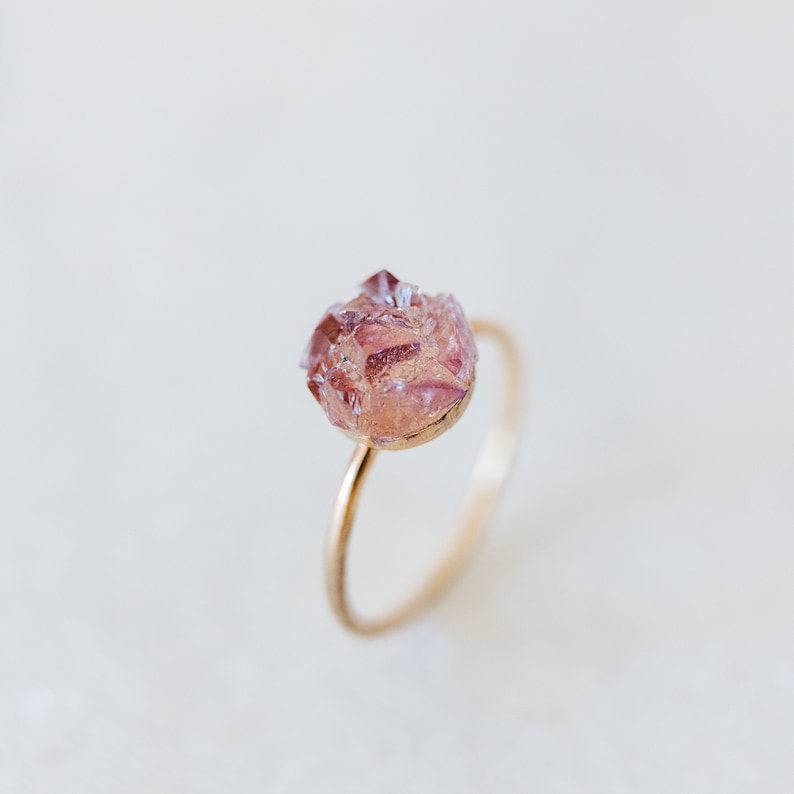 Raw Amethyst Ring, Raw Crystal Ring, Rough Amethyst Ring, Non Traditional Engagement Ring, February Birthstone Ring, Ethical Gift For Women image 3