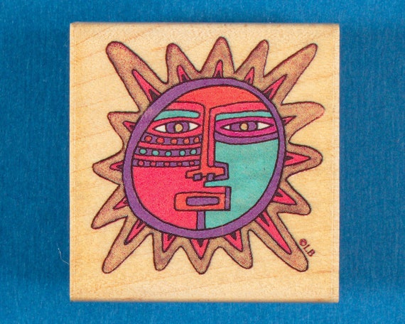 Laurel Burch Rubber Stamp Sister Sun Brother Moon 960H FREE shipping All Night Media
