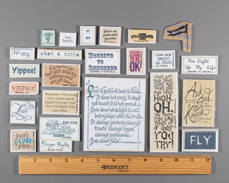 No Foam Unmounted Word /& Saying Rubber Stamps Lot of 24