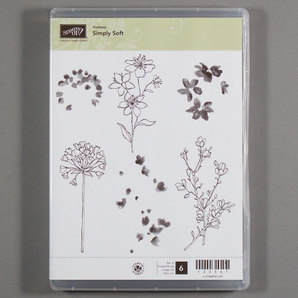 Stampin Up Simply Soft Set of Clear Mount Rubber Stamps - Flowers & Petals - 2 Step Stampin' [used]