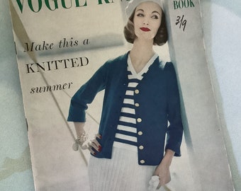 Vogue Knitting Pattern Book No 52, Vintage Knitting Patterns for Women and, Men, circa 1950's, Classic Adverts