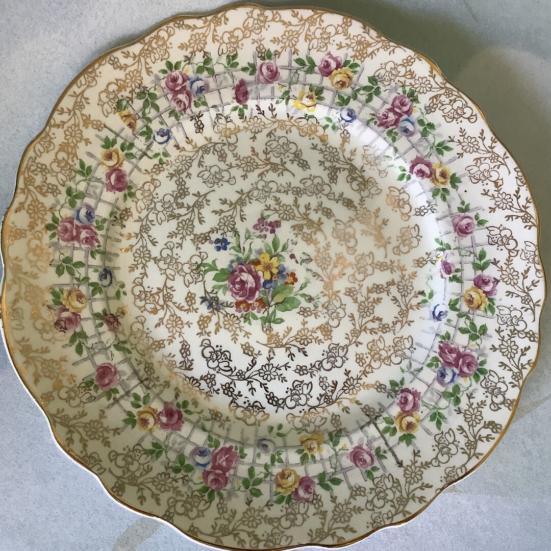 James Kent Ltd Old Foley Trellis Rose Luncheon Plate, Vintage Trellis ...