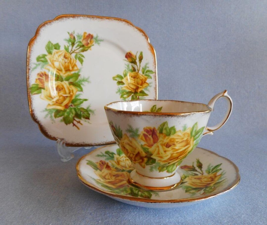Royal Albert Yellow Tea Rose Trio Vintage Royal Albert Tea Etsy