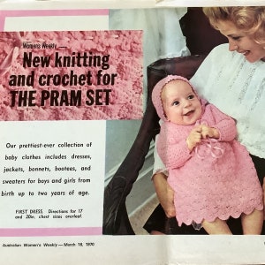 Australian Women&#39;s Weekly New Knitting and Crochet for The Pram Set, Patterns for Boys & Girls Birth to Two Years of Age, Published 1970