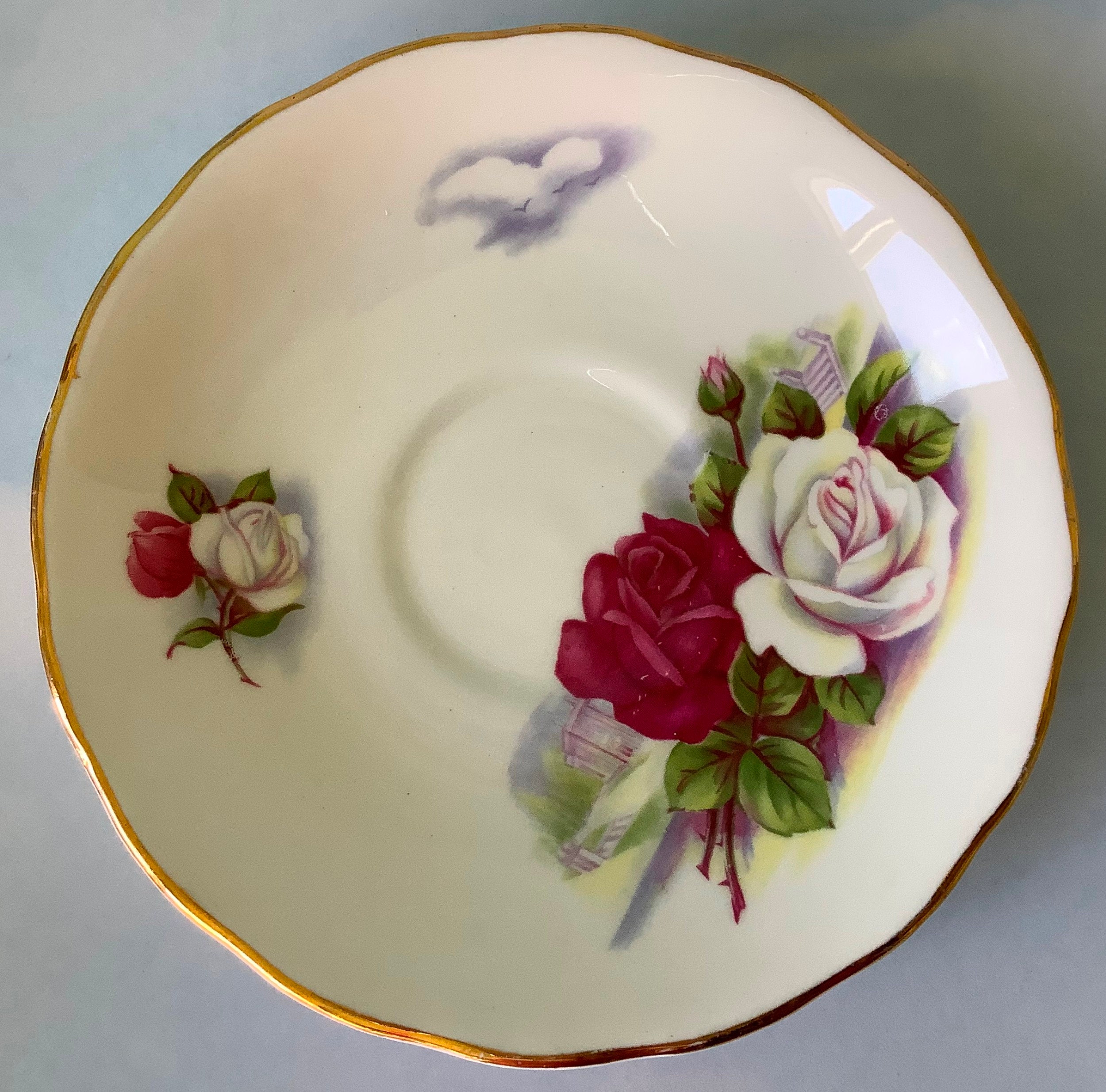 Colclough Roses Trio, Vintage Colclough Cup Saucer & Plate Set, White ...
