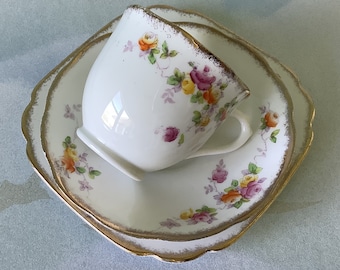 Royal Albert Crown China Trio, Vintage Royal Albert  Cup Saucer & Plate, Hand Painted, c1927 ~ 1930's
