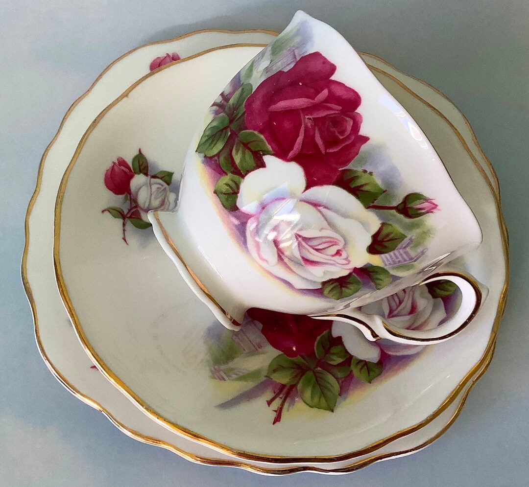Colclough Roses Trio, Vintage Colclough Cup Saucer & Plate Set, White ...