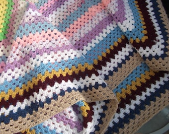 Vintage Style Handmade Crochet Granny Blanket NEW