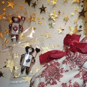 Alice in Wonderland Card Soldier Pin Set, Red and Black Enamel Brooch