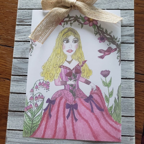 Aurora Maiden, girl in the Garden, Sleeping Beauty style girl, flowers, pink dress girl