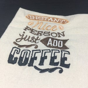 Coffee Kitchen Towel - Embroidered, Handmade