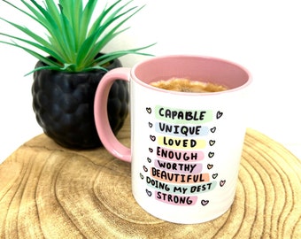 Mug Self Love – Anse rose, boîte cadeau Affirmation
