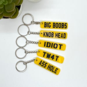 Personalised Number Plate Keyring: Rude Gag Gift for New Driver