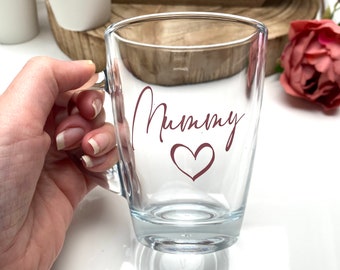 Gift for her, Personalised glass mug, glass mug, gift for mum, personalised mug