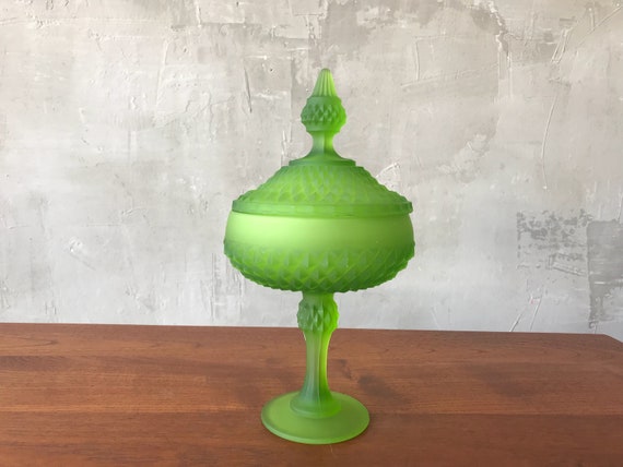 Frosted green apothecary jar