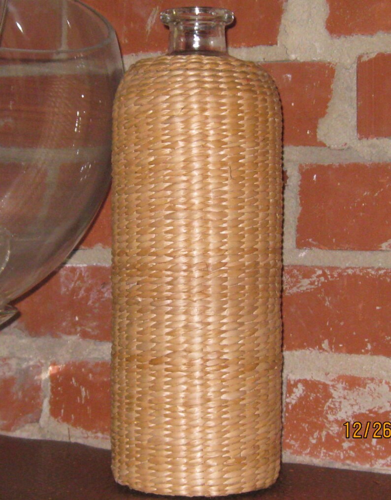Vintage Italian Raffia Wrapped Wine Bottle Etsy