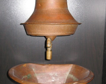 Antique French Copper Lavabo Fountain, Chateau Decor